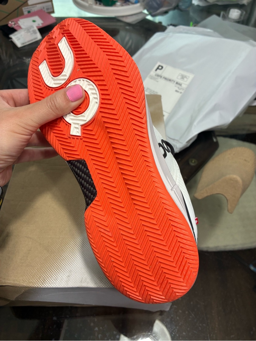 On Running Women's White and Coral Performance Sneakers - Picture 5 of 5